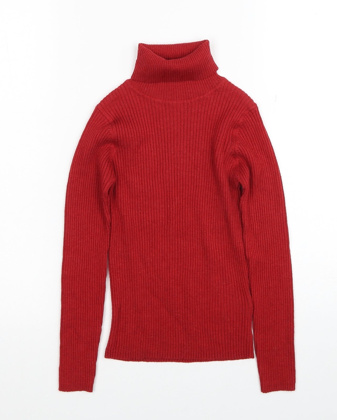NEXT Girls Red Roll Neck Polyester Pullover Jumper Size 8 Years Pullover