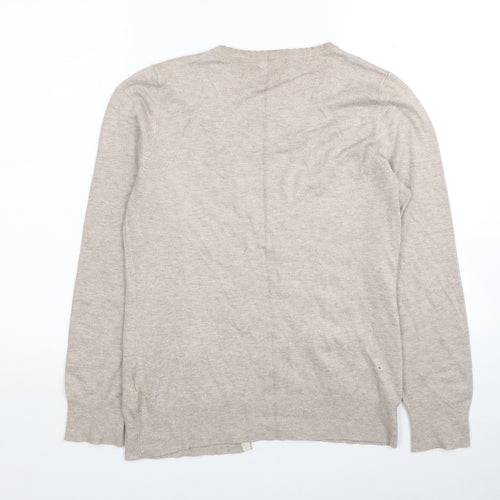 Yessica Womens Beige V-Neck Viscose Cardigan Jumper Size M