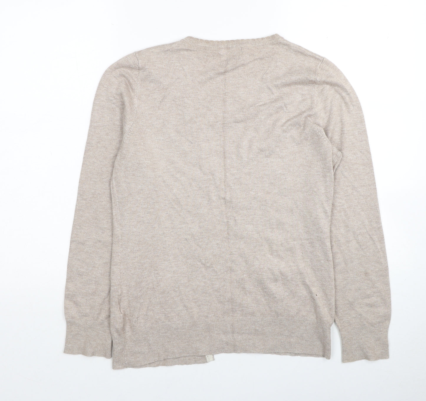 Yessica Womens Beige V-Neck Viscose Cardigan Jumper Size M