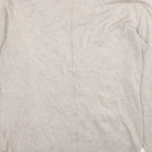 Yessica Womens Beige V-Neck Viscose Cardigan Jumper Size M
