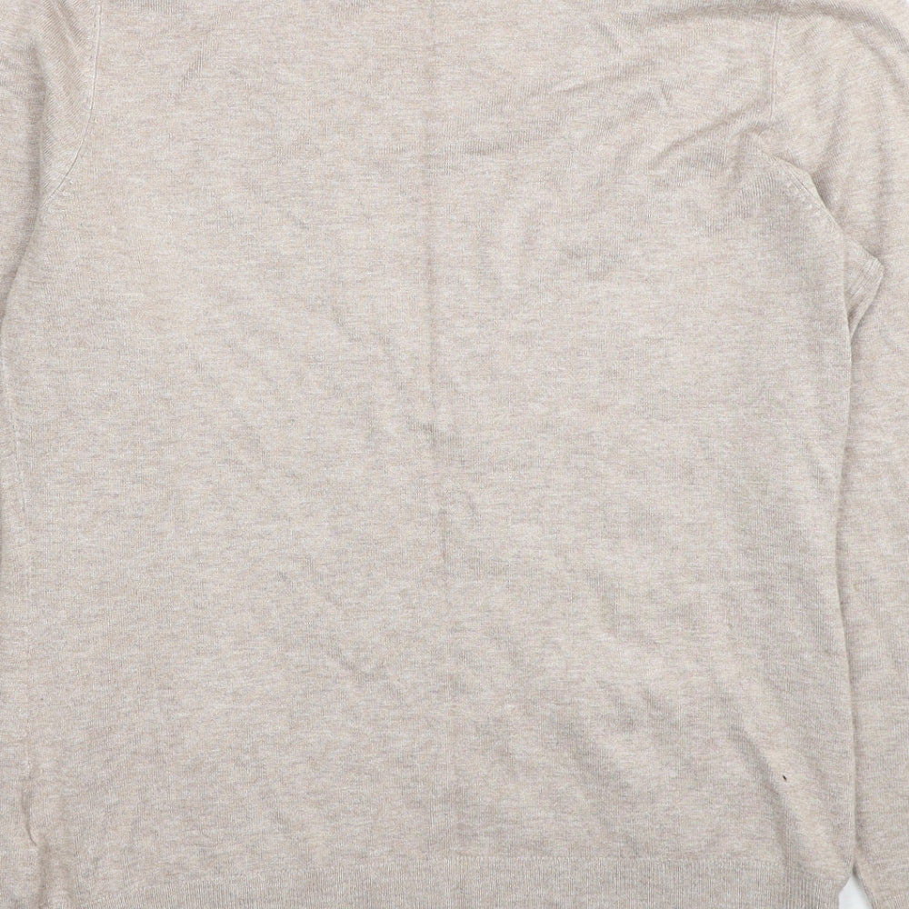Yessica Womens Beige V-Neck Viscose Cardigan Jumper Size M