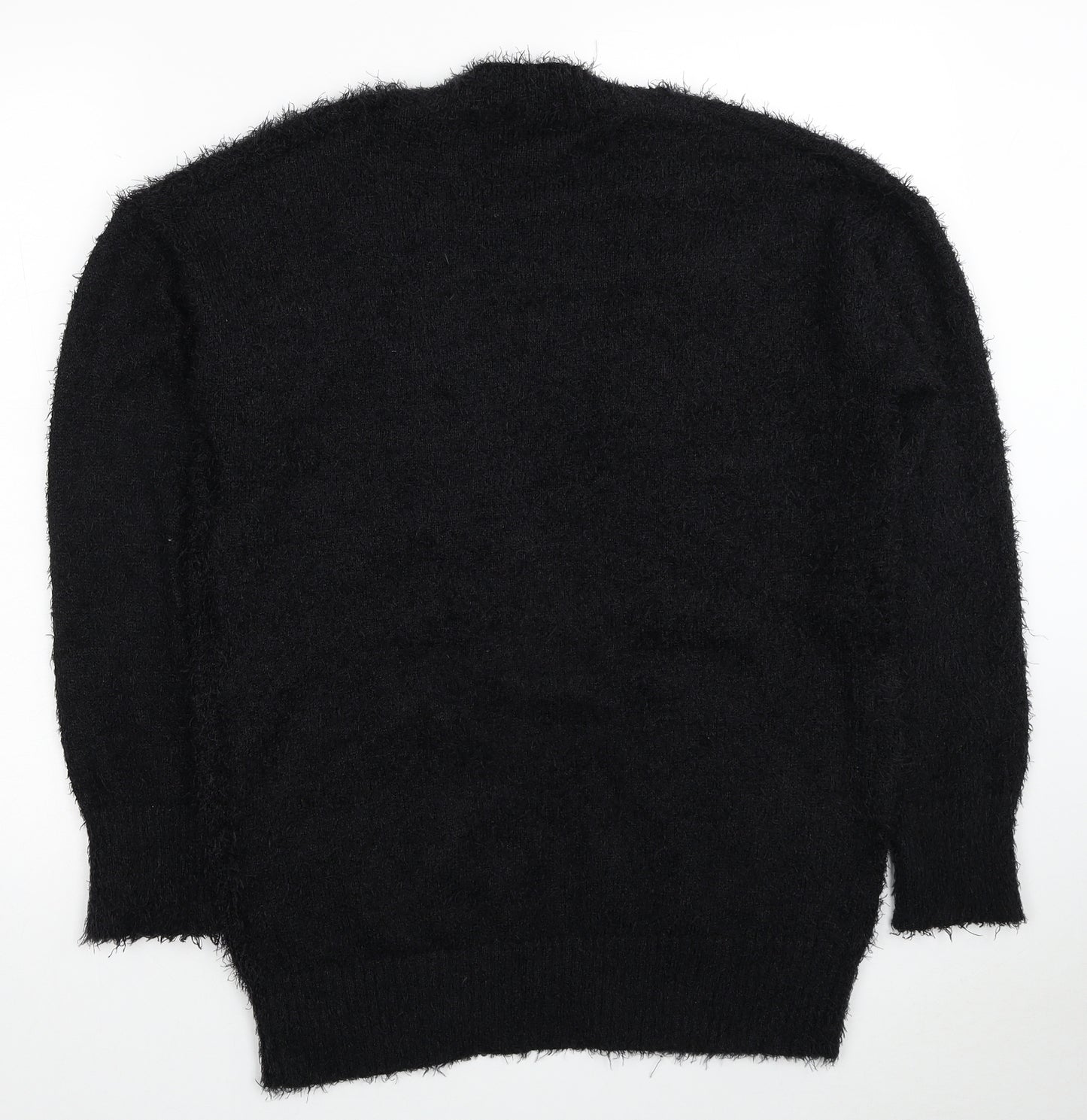 H&M Womens Black V-Neck Acrylic Cardigan Jumper Size XS