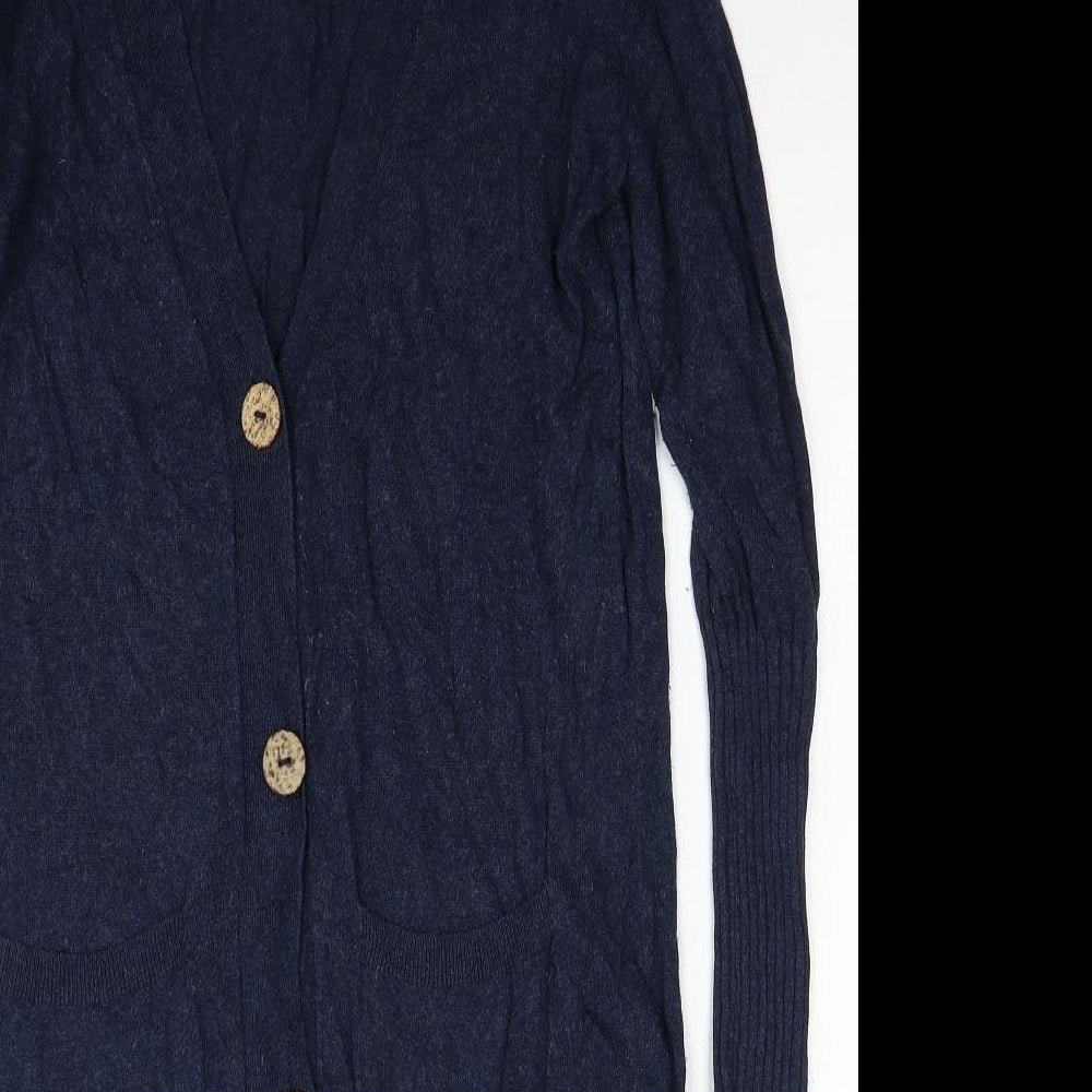 Marks and Spencer Womens Blue V-Neck Viscose Cardigan Jumper Size M