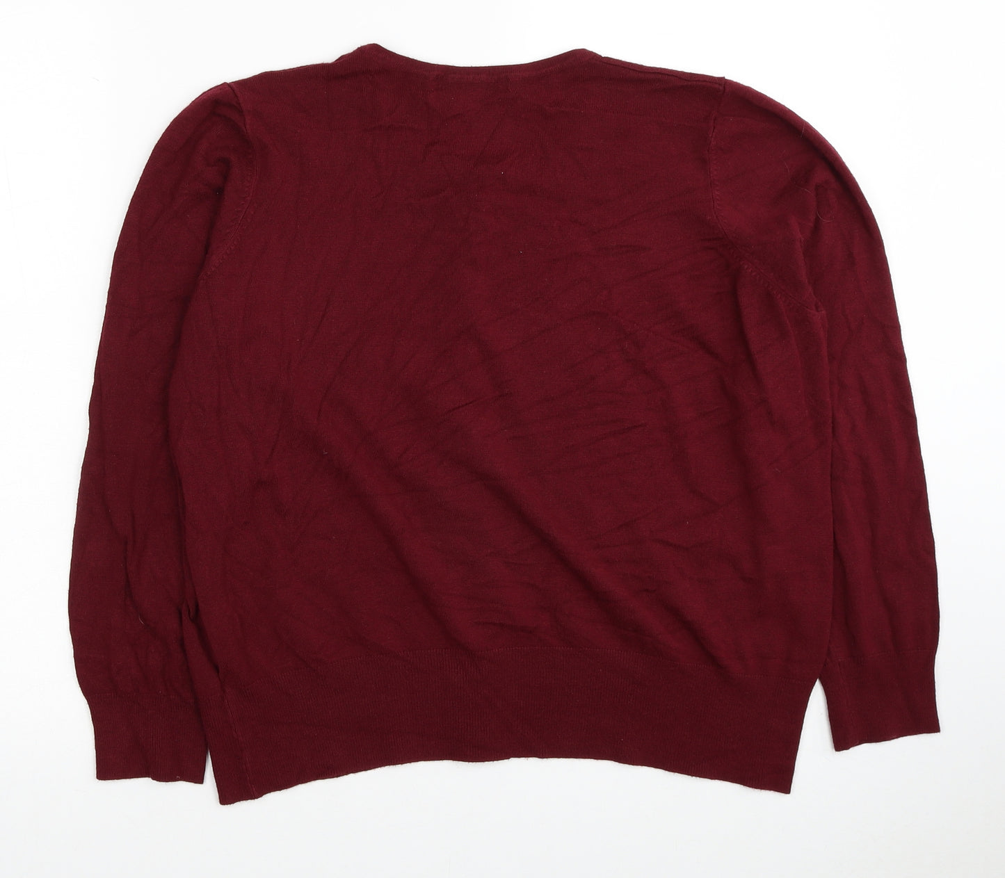 Marks and Spencer Womens Red Round Neck Viscose Cardigan Jumper Size 20