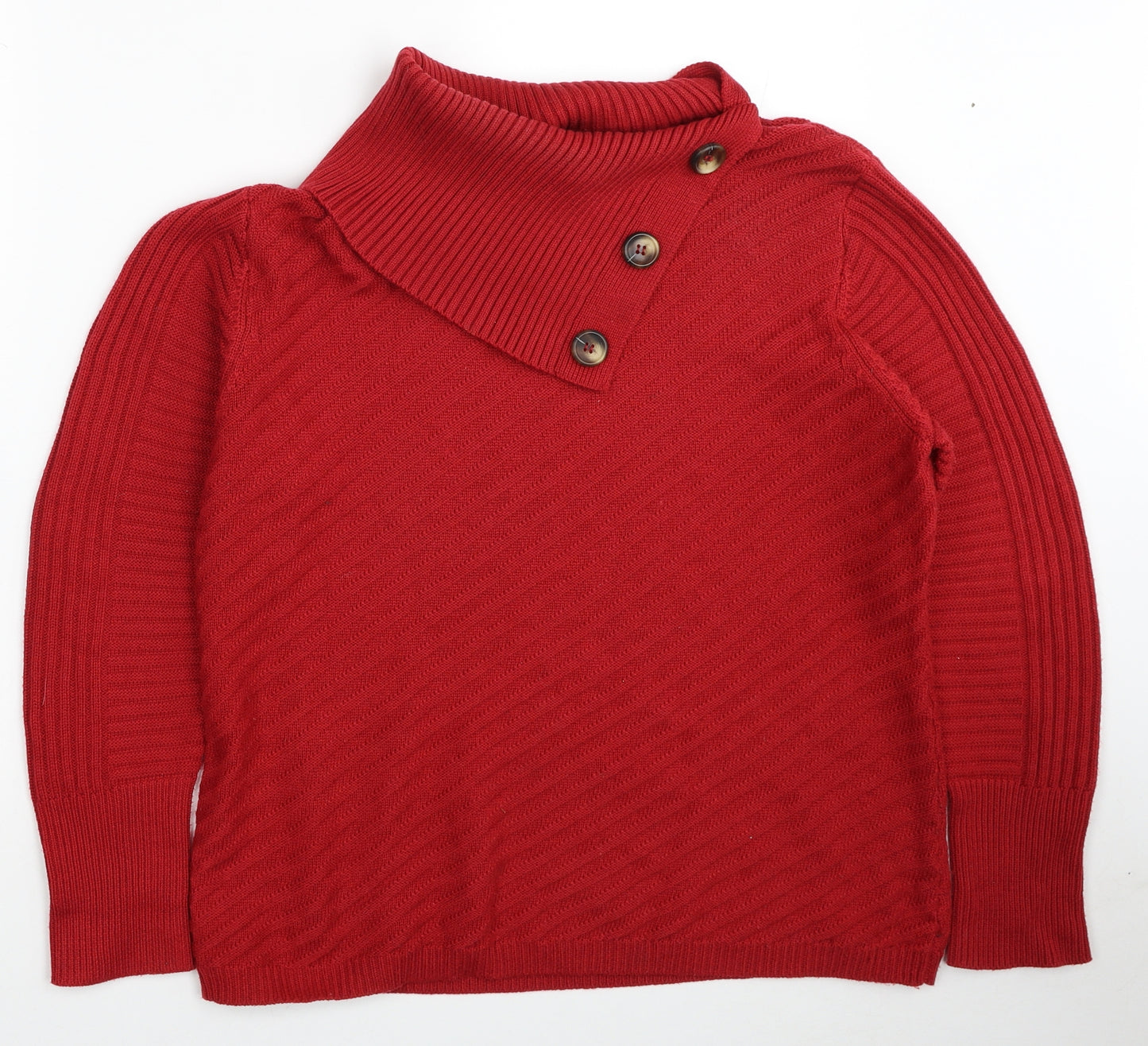 Roman Womens Red High Neck Polyester Pullover Jumper Size 18