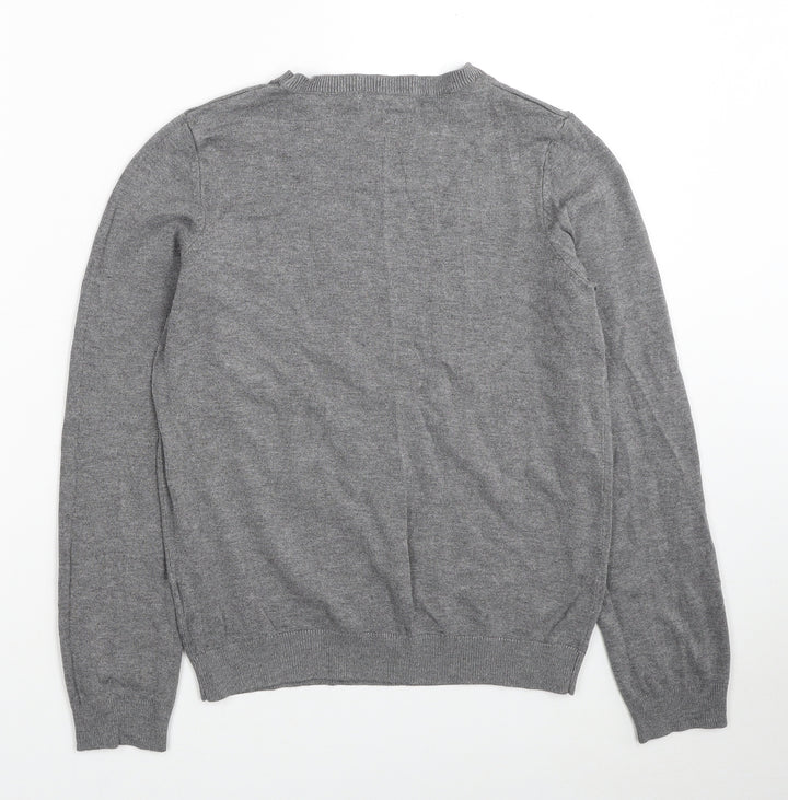 H&M Womens Grey Round Neck Viscose Pullover Jumper Size S