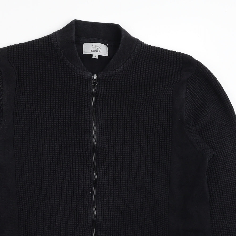 Marks and Spencer Mens Black Cotton Full Zip Sweatshirt Size M