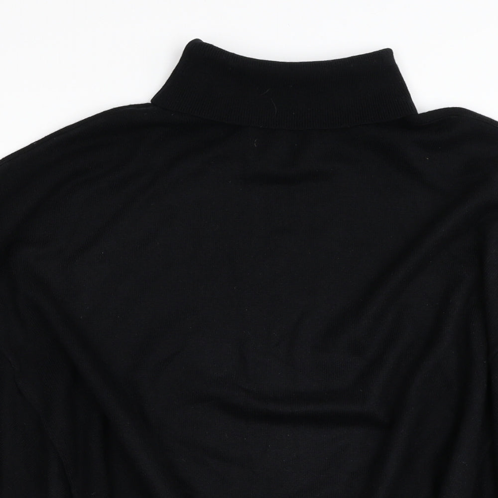 Papaya Womens Black Roll Neck Acrylic Cape Jumper Size L - Poncho Style