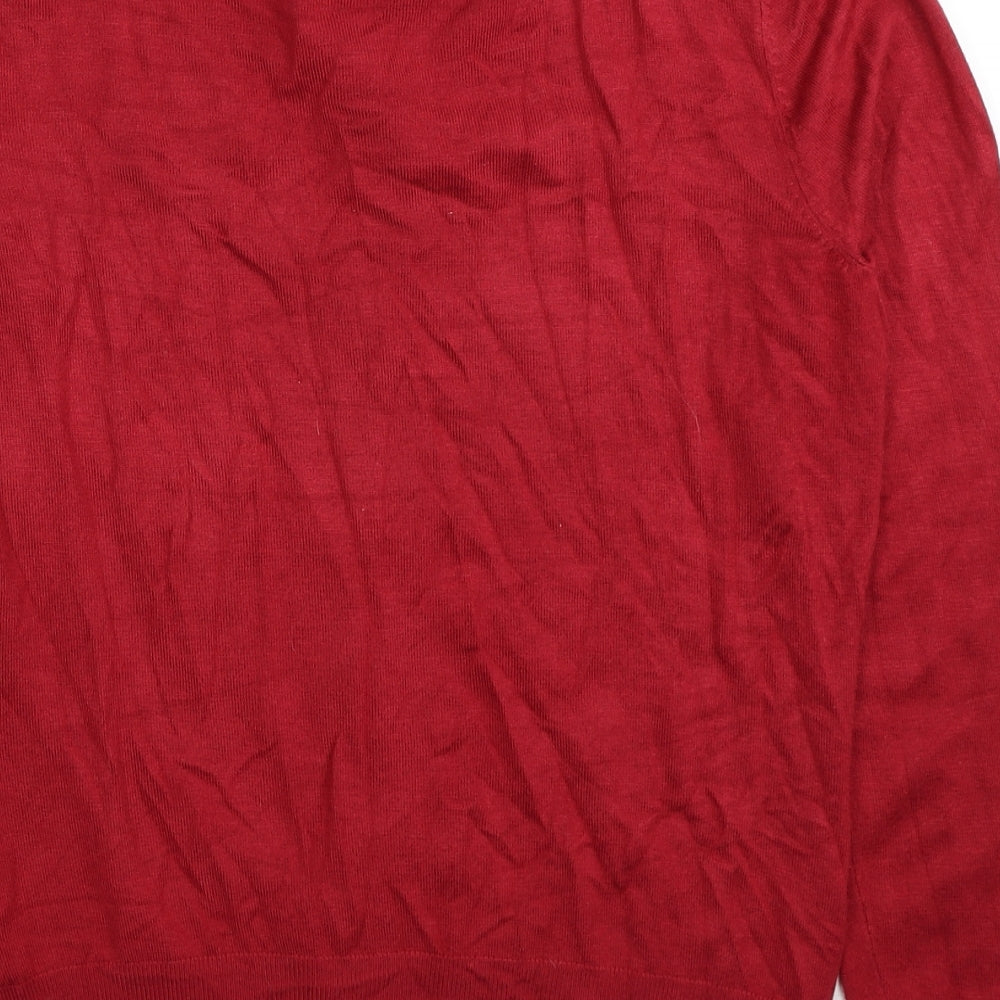 F&F Womens Red Round Neck Viscose Cardigan Jumper Size 10