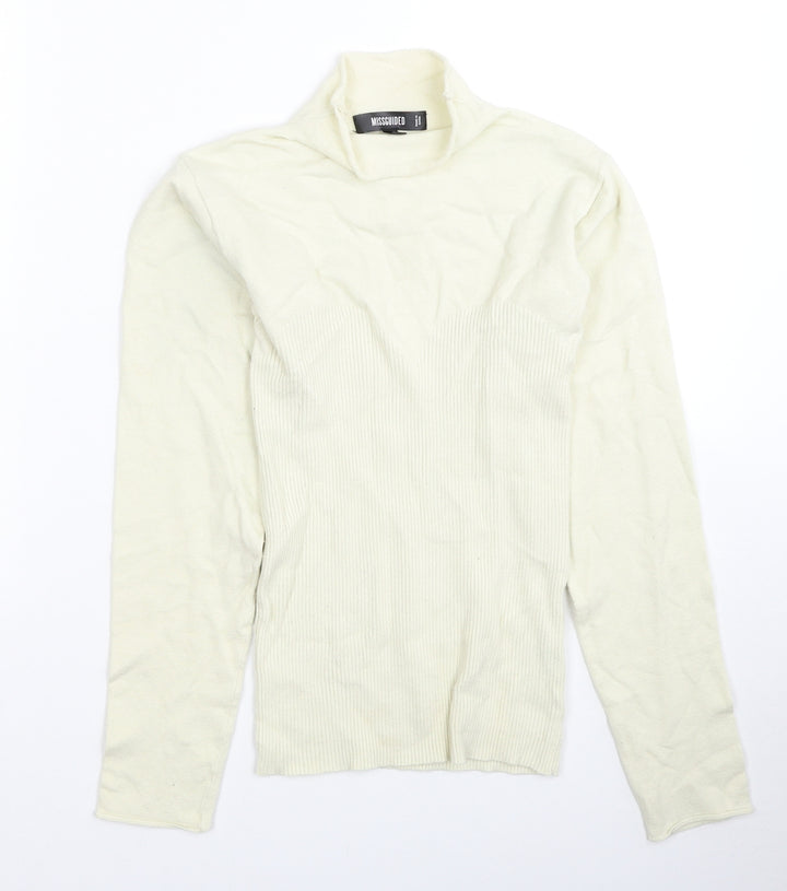 Missguided Womens Ivory High Neck Viscose Pullover Jumper Size 10 - Size 10-12