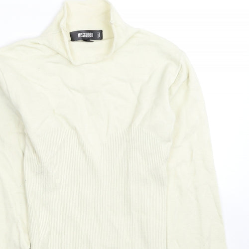 Missguided Womens Ivory High Neck Viscose Pullover Jumper Size 10 - Size 10-12