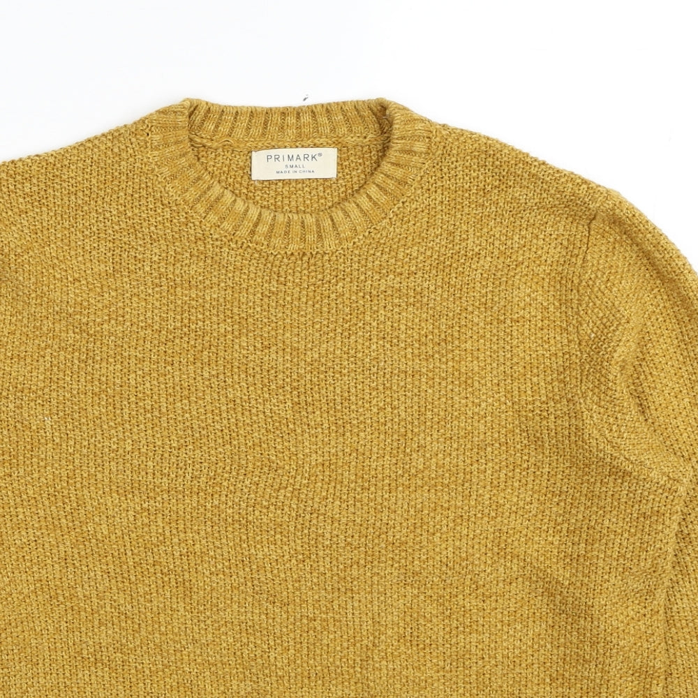 Primark Mens Yellow Round Neck Cotton Pullover Jumper Size S