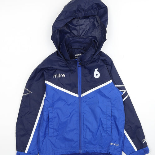 Mitre Boys Blue Colourblock Windbreaker Jacket Size XS Zip
