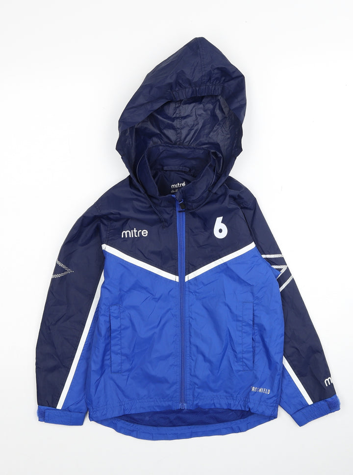 Mitre Boys Blue Colourblock Windbreaker Jacket Size XS Zip