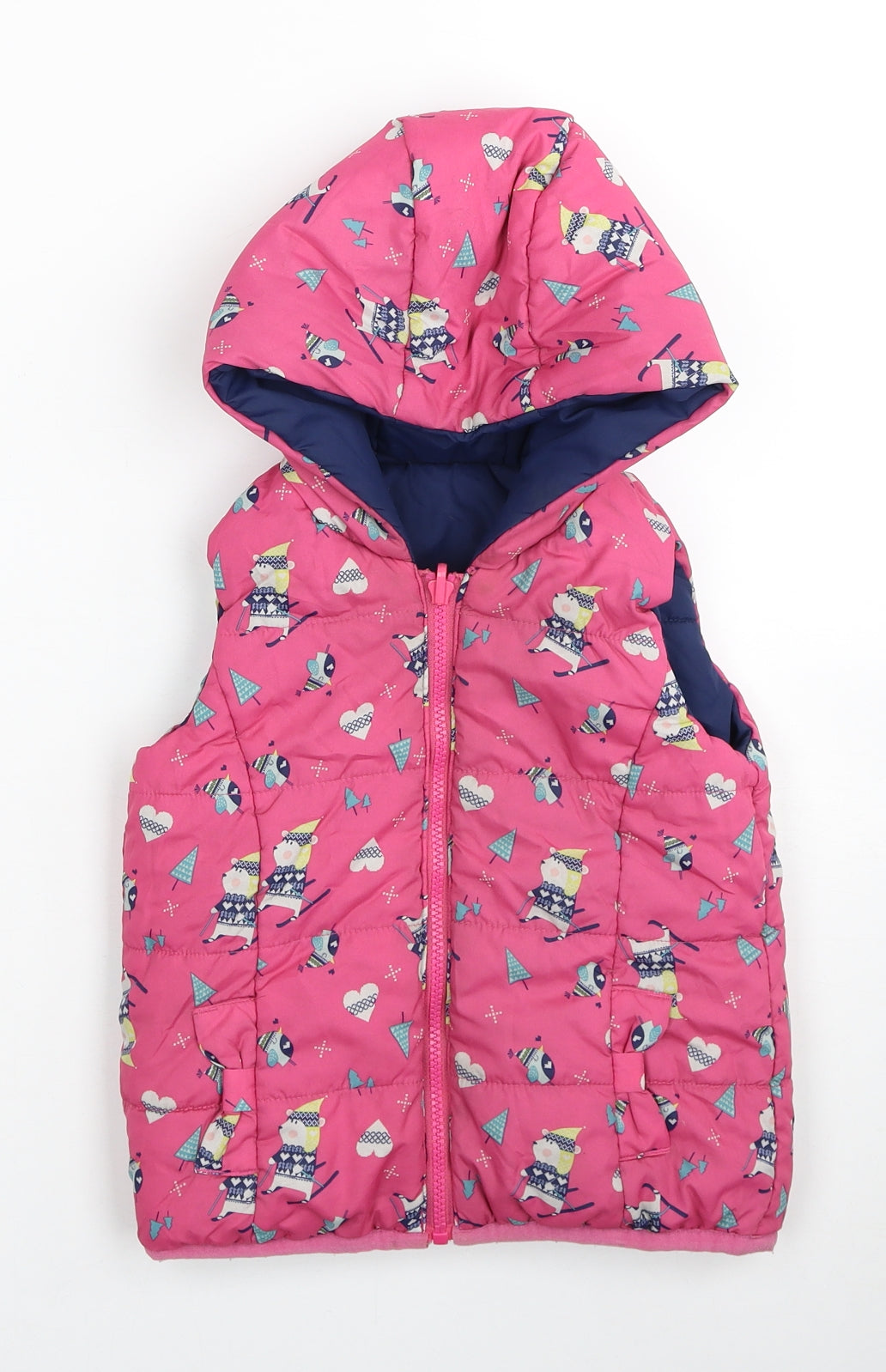 TU Girls Pink Geometric Gilet Poncho Size 2-3 Years Zip