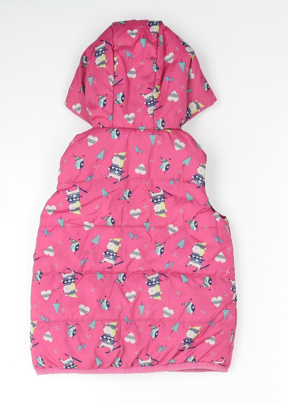 TU Girls Pink Geometric Gilet Poncho Size 2-3 Years Zip