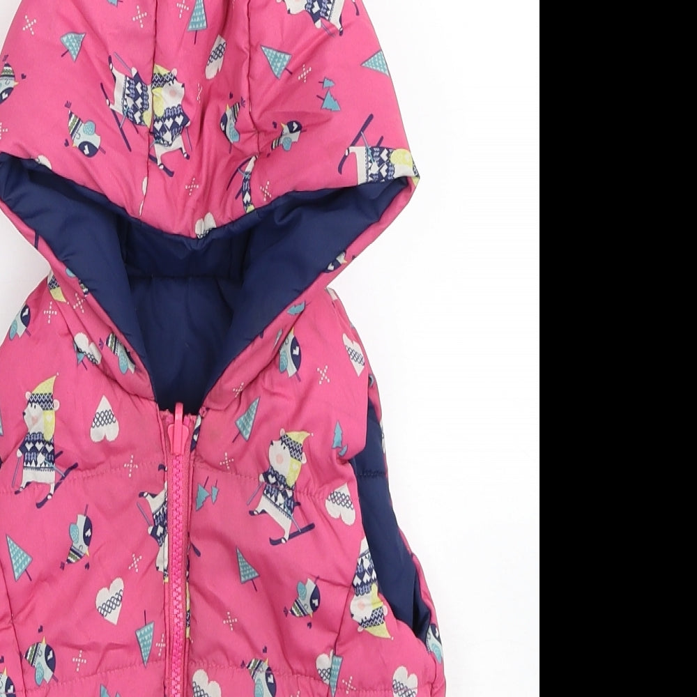 TU Girls Pink Geometric Gilet Poncho Size 2-3 Years Zip