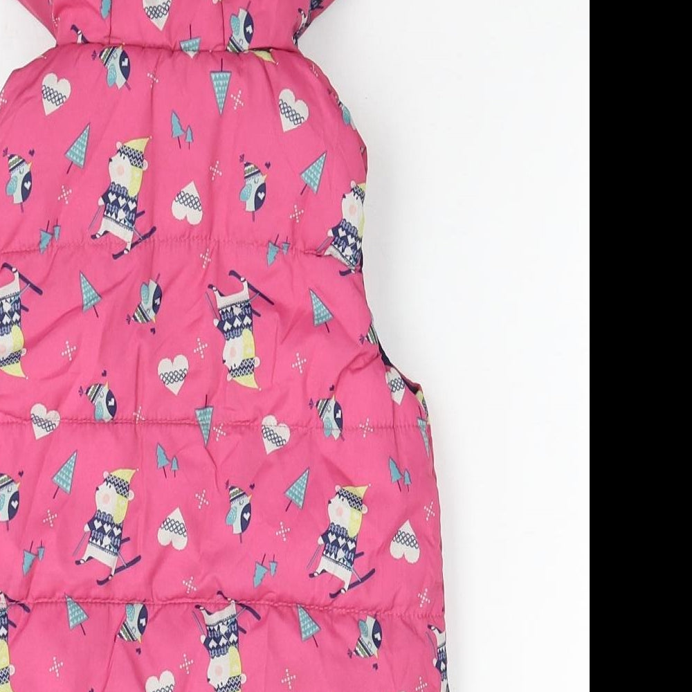 TU Girls Pink Geometric Gilet Poncho Size 2-3 Years Zip