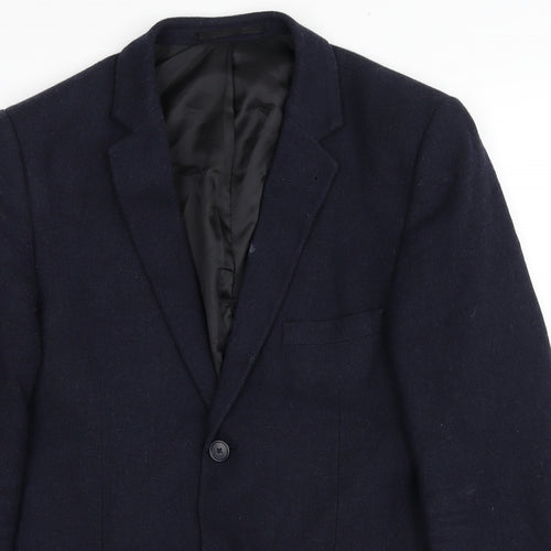 Topman Mens Blue Wool Jacket Blazer Size 38