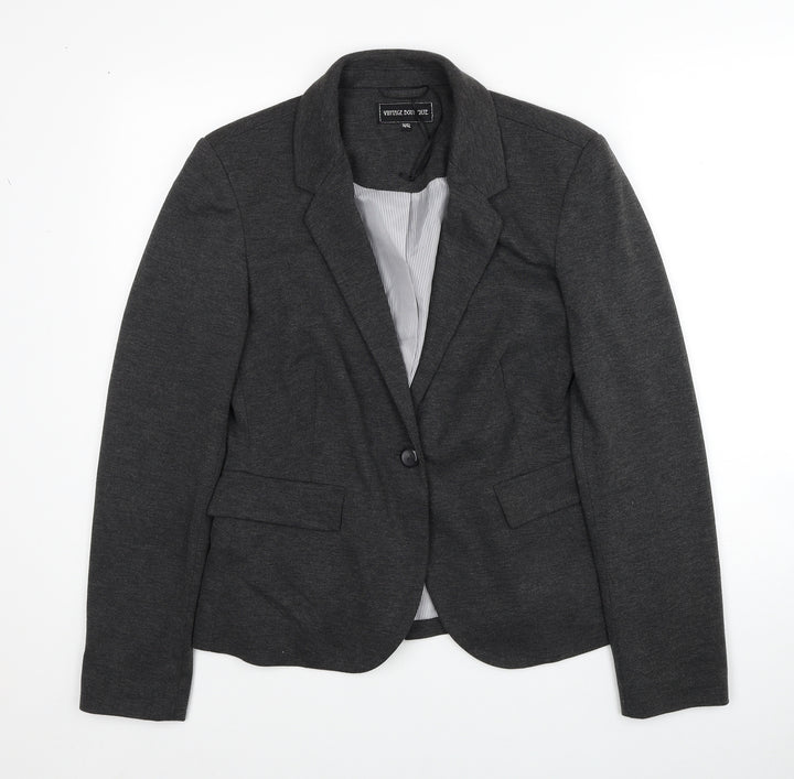 Vintage Boutique Womens Grey Jacket Blazer Size 14 Button