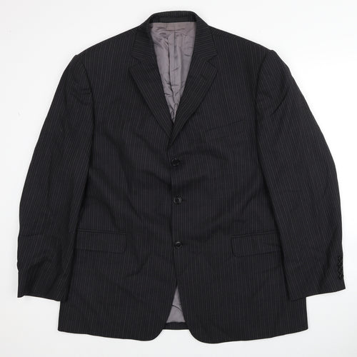 Marks and Spencer Mens Black Striped Wool Jacket Blazer Size 44