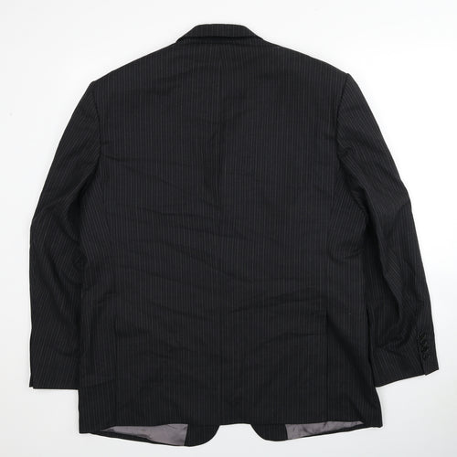 Marks and Spencer Mens Black Striped Wool Jacket Blazer Size 44