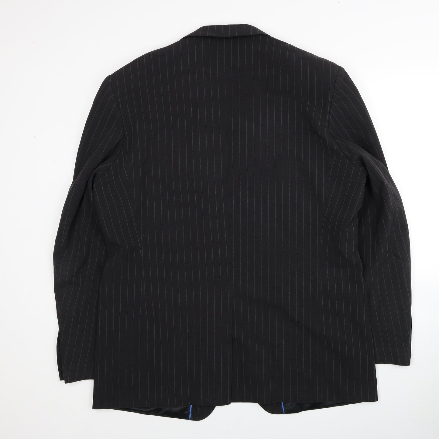 Butler & Webb Mens Black Striped Polyester Jacket Blazer Size 44