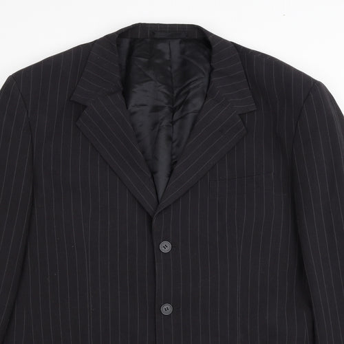 Butler & Webb Mens Black Striped Polyester Jacket Blazer Size 44