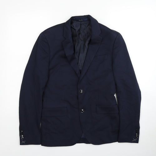 Mango Mens Blue Viscose Jacket Blazer Size 36