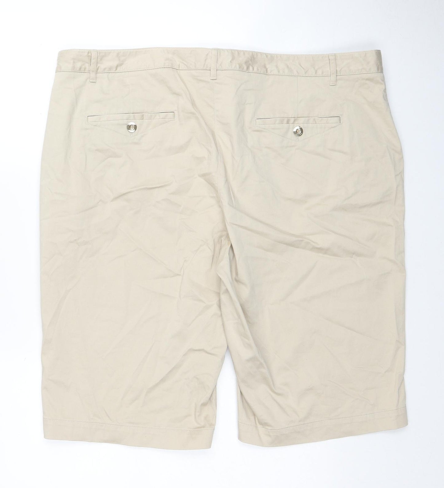 Marks and Spencer Womens Beige Cotton Bermuda Shorts Size 22 Regular Zip