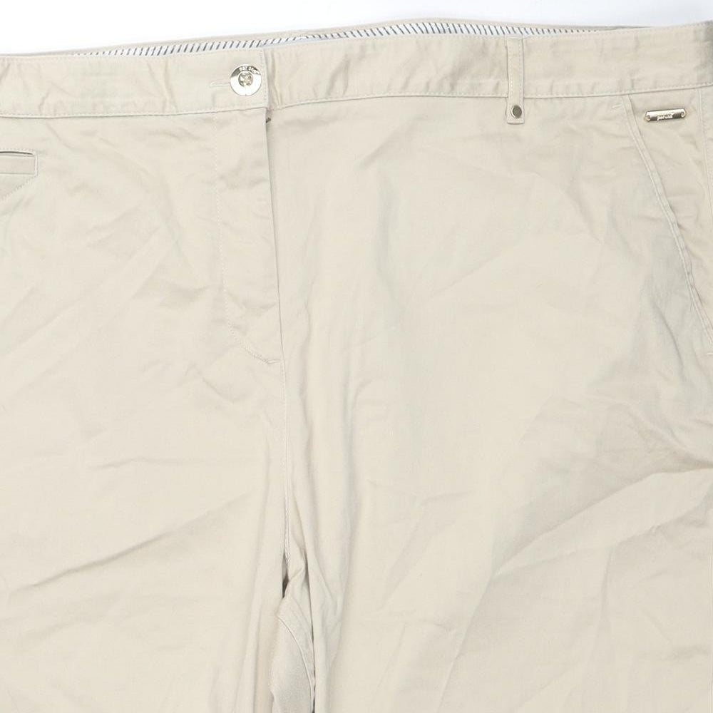 Marks and Spencer Womens Beige Cotton Bermuda Shorts Size 22 Regular Zip