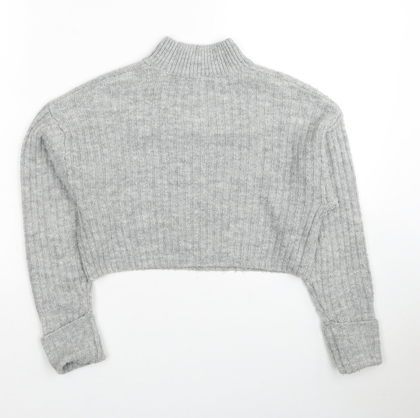 New Look Girls Grey Mock Neck Acrylic Pullover Jumper Size 9 Years Pullover