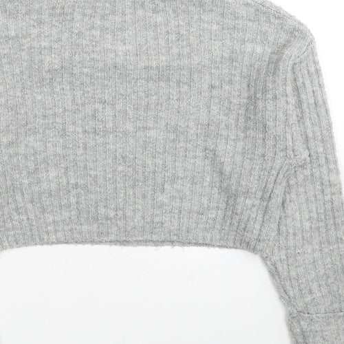 New Look Girls Grey Mock Neck Acrylic Pullover Jumper Size 9 Years Pullover