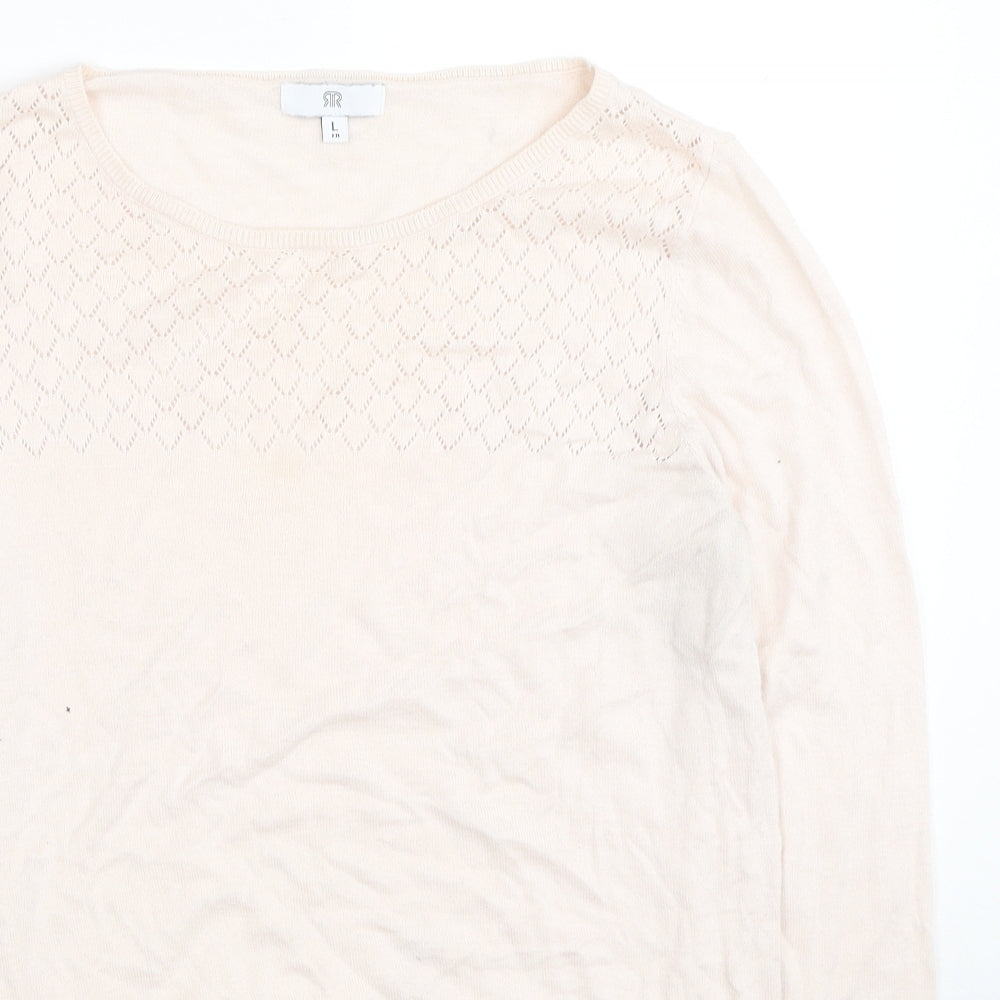 River Island Womens Beige Round Neck Geometric Acrylic Pullover Jumper Size L