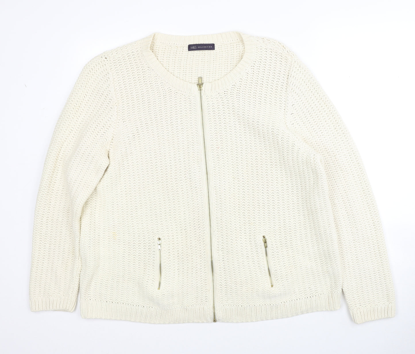 Marks and Spencer Womens White Jacket Coatigan Size 22 Zip