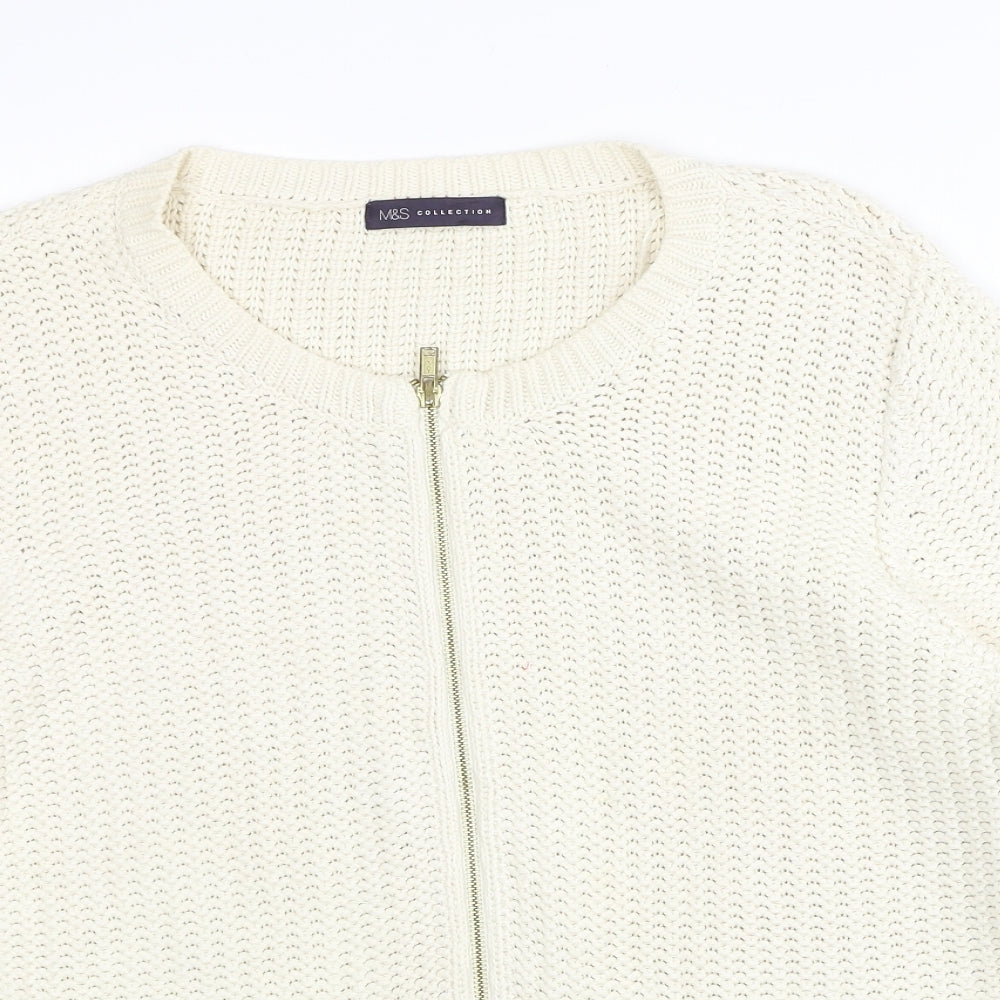 Marks and Spencer Womens White Jacket Coatigan Size 22 Zip