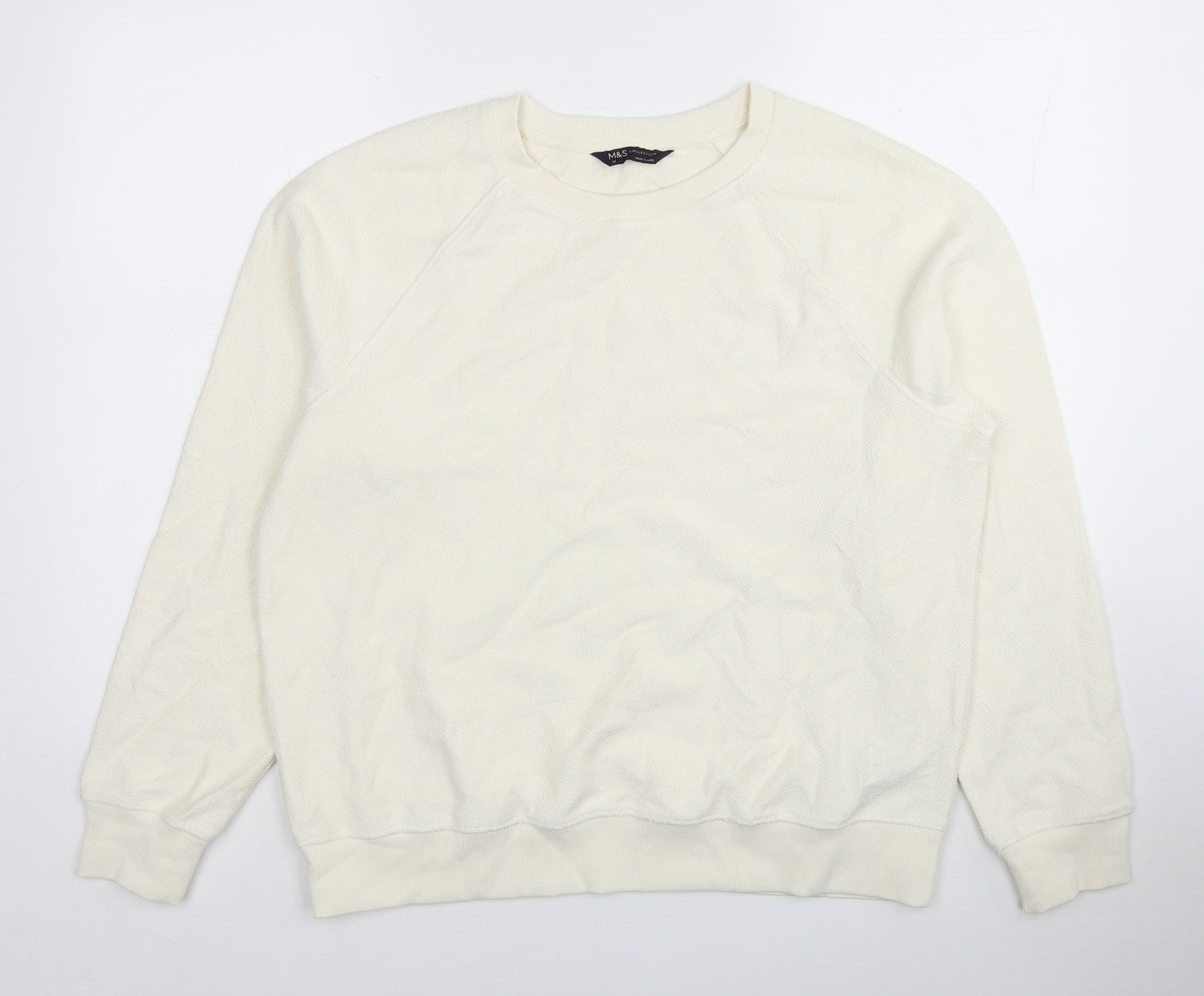 Marks and Spencer Womens White Cotton Pullover Sweatshirt Size M Pullover