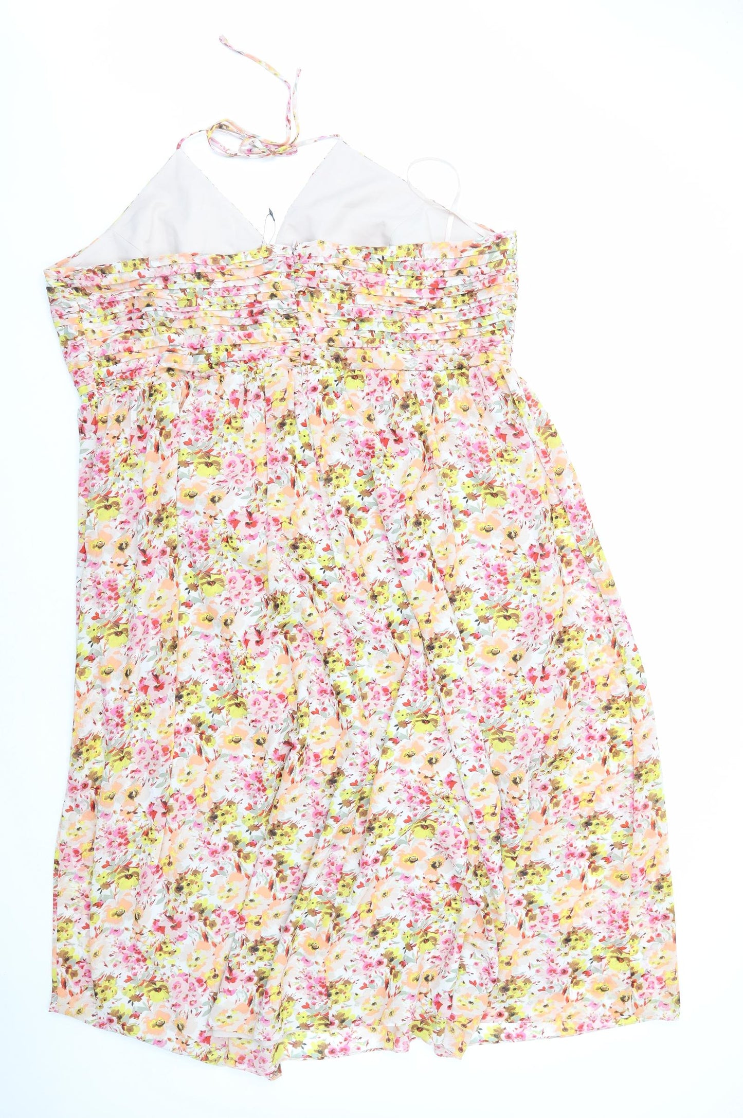 Marks and Spencer Womens Multicoloured Floral Polyester A-Line Size 24 Halter Zip