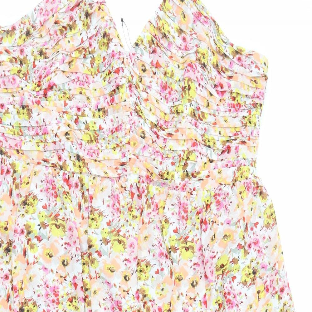 Marks and Spencer Womens Multicoloured Floral Polyester A-Line Size 24 Halter Zip