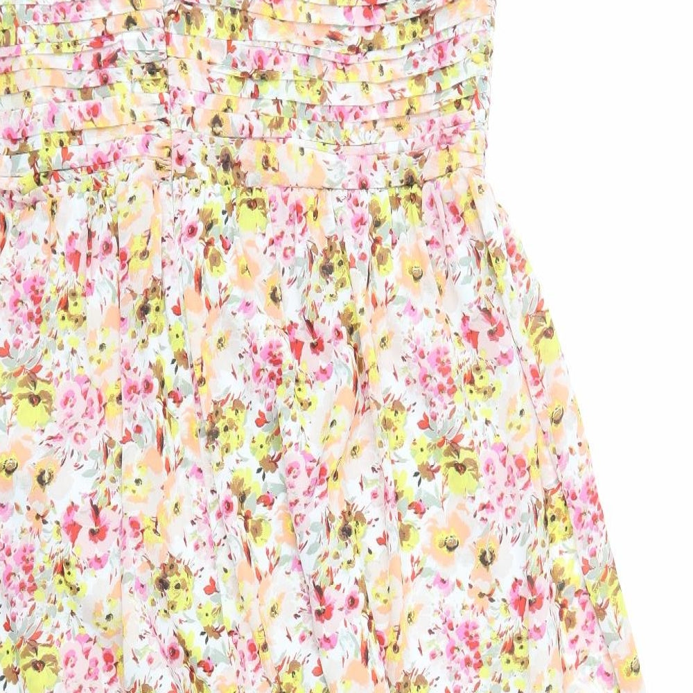 Marks and Spencer Womens Multicoloured Floral Polyester A-Line Size 24 Halter Zip