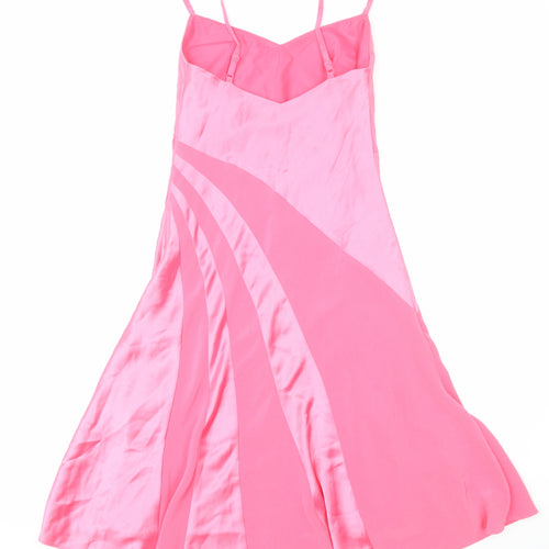 Autograph Womens Pink Geometric Polyester Slip Dress Size 10 V-Neck Pullover