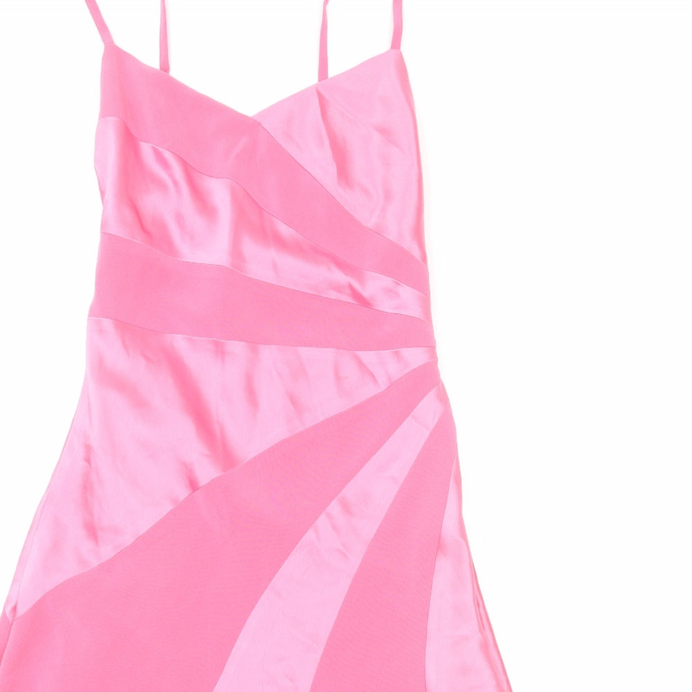 Autograph Womens Pink Geometric Polyester Slip Dress Size 10 V-Neck Pullover
