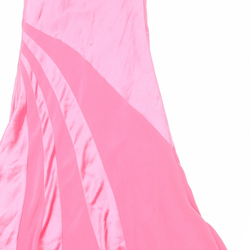 Autograph Womens Pink Geometric Polyester Slip Dress Size 10 V-Neck Pullover