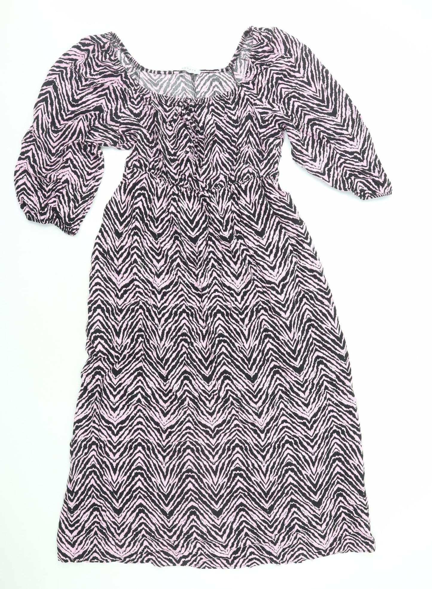 Papaya Womens Pink Geometric Viscose A-Line Size 12 Boat Neck Pullover