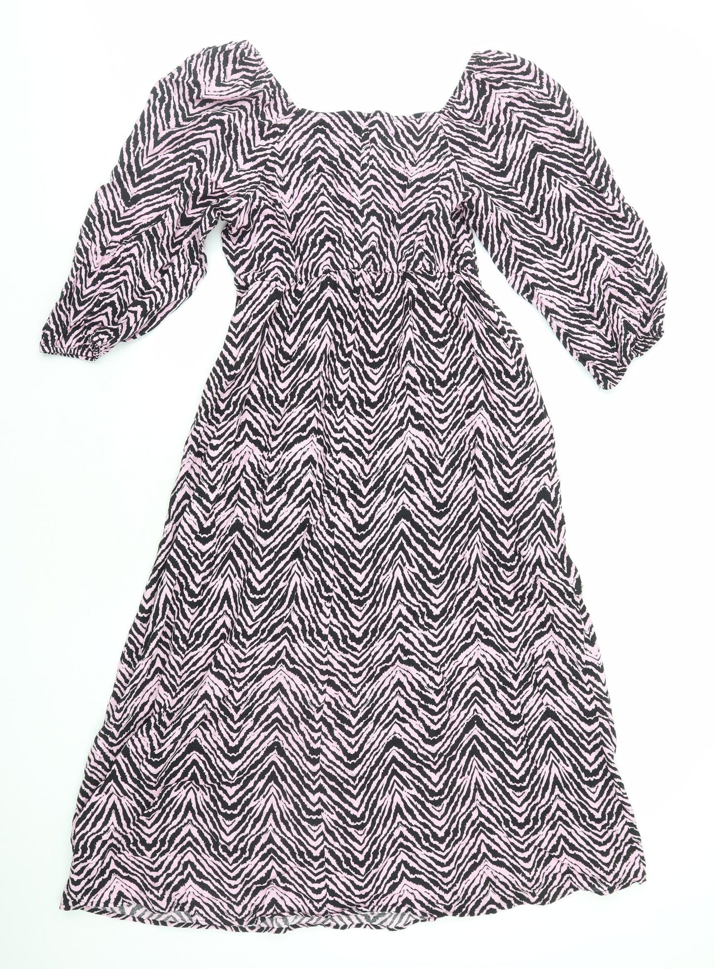 Papaya Womens Pink Geometric Viscose A-Line Size 12 Boat Neck Pullover
