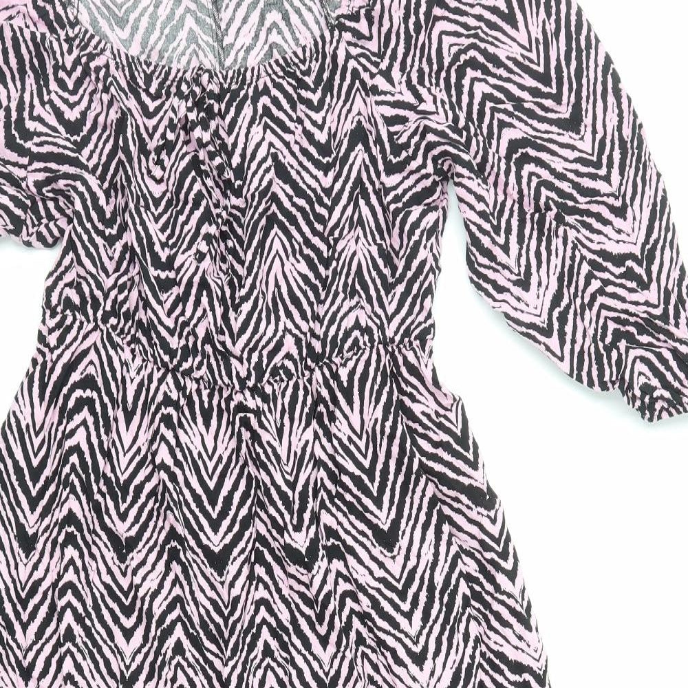 Papaya Womens Pink Geometric Viscose A-Line Size 12 Boat Neck Pullover
