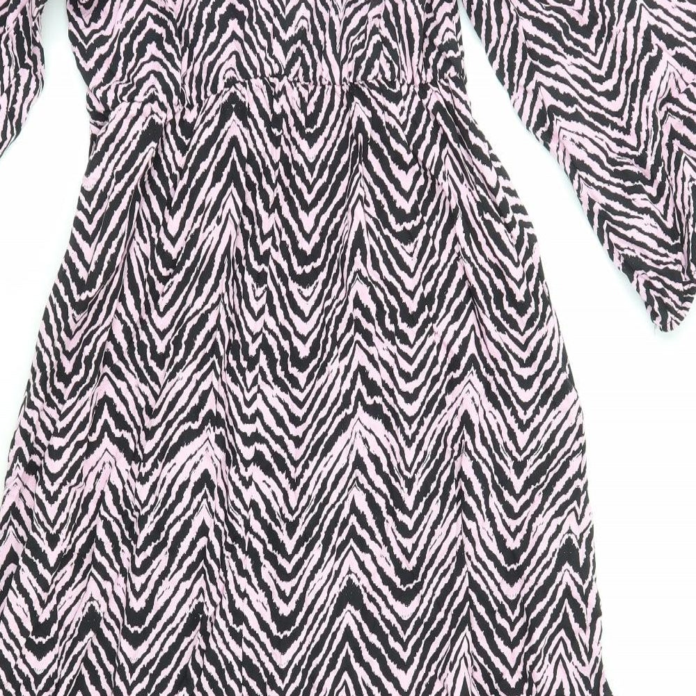 Papaya Womens Pink Geometric Viscose A-Line Size 12 Boat Neck Pullover