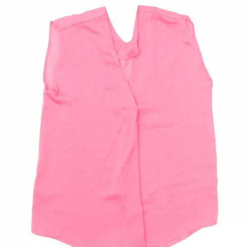 Marks and Spencer Womens Pink Polyester Basic Blouse Size 6 V-Neck