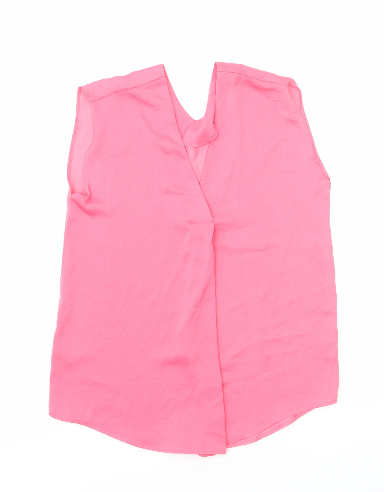 Marks and Spencer Womens Pink Polyester Basic Blouse Size 6 V-Neck