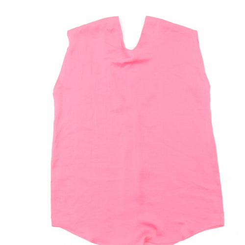 Marks and Spencer Womens Pink Polyester Basic Blouse Size 6 V-Neck